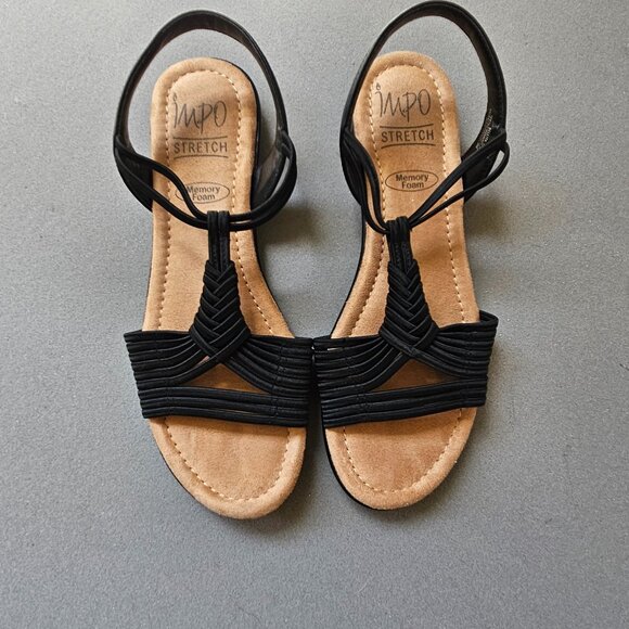 Impo Barella Women's Black Stretch Elastic Memory Foam Sandals Size 8 - Picture 1 of 5